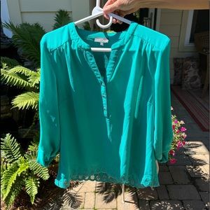 Market Spruce Crochet Edge Blouse